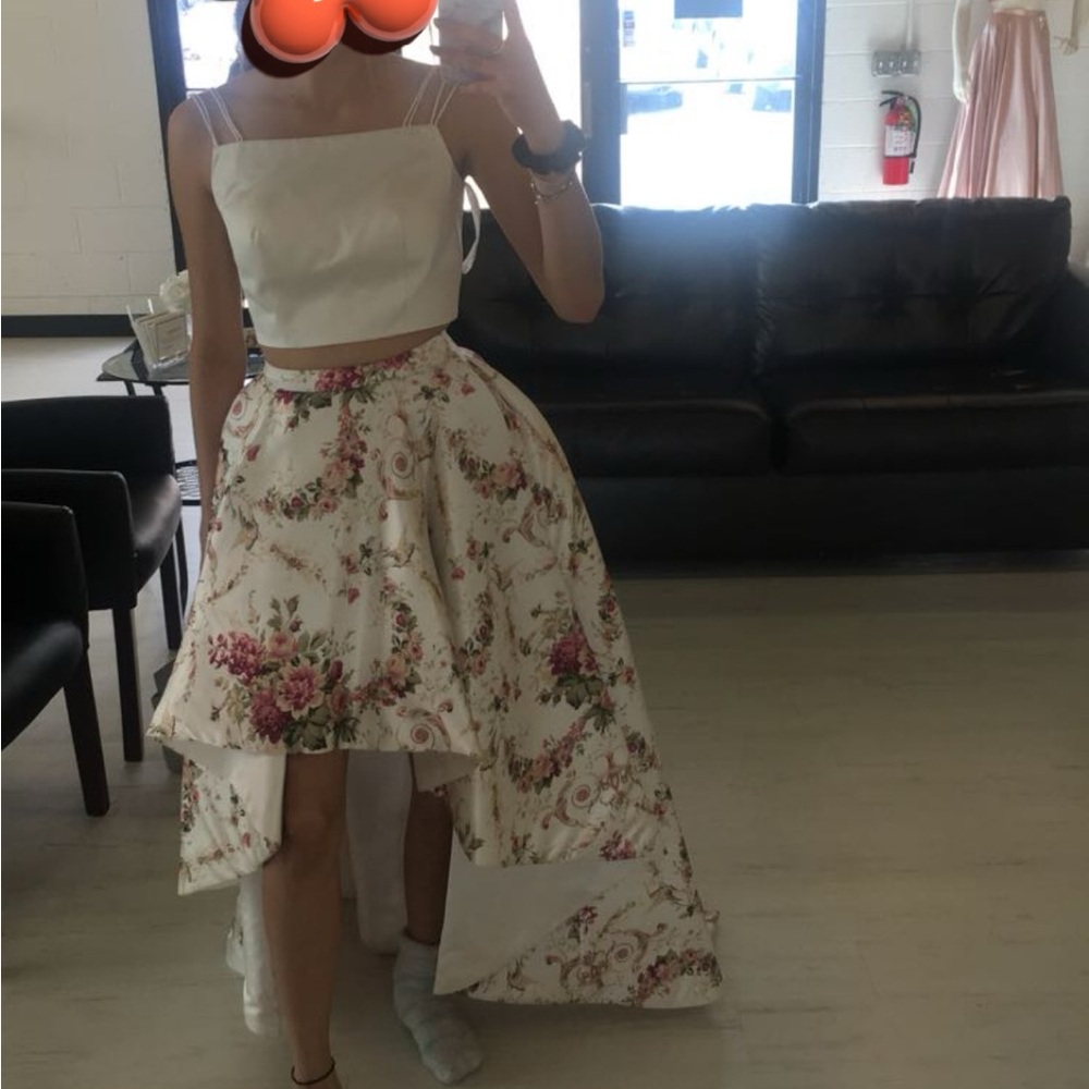 Floral High-Low Skirt